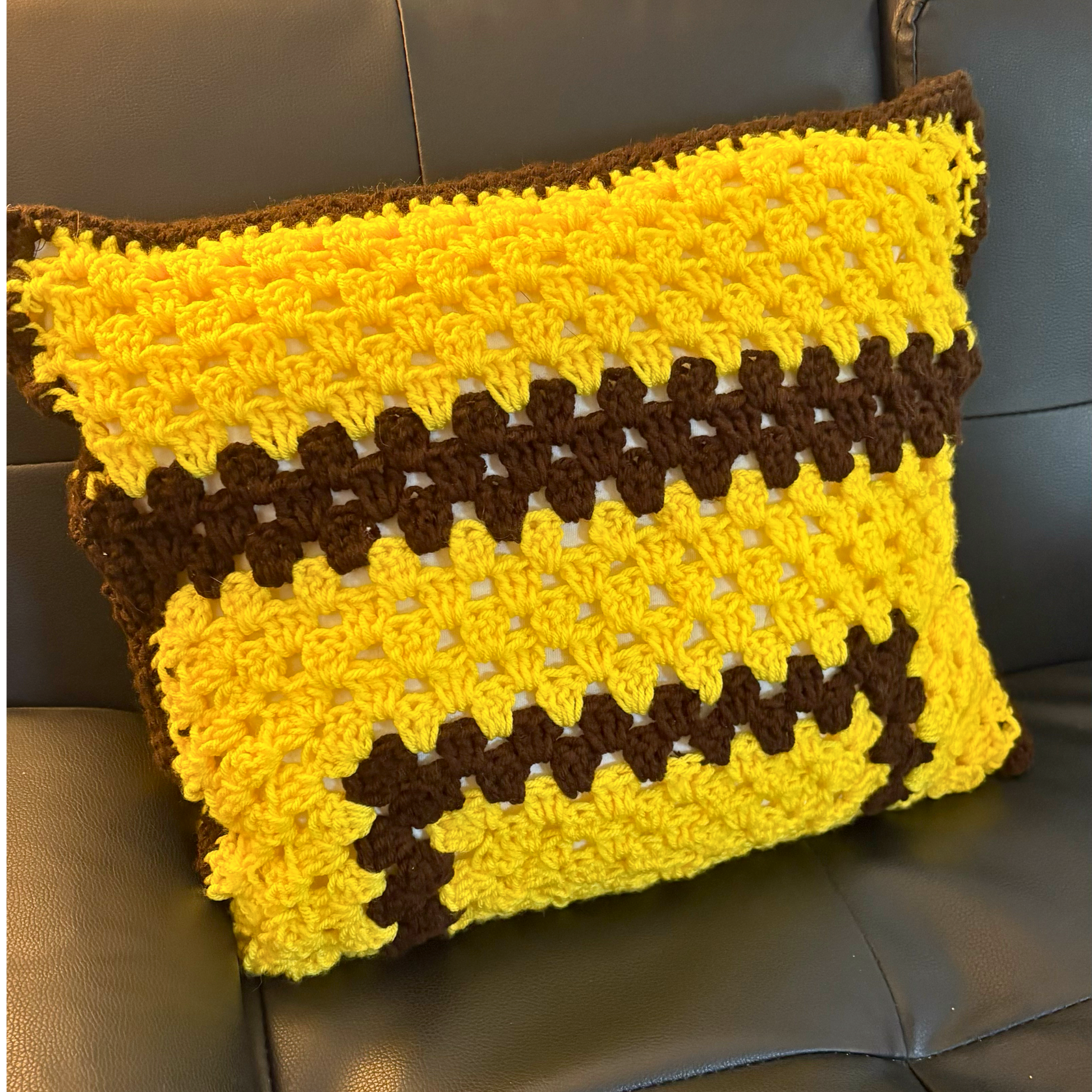 "Bumble Bee" Granny Square Crochet Pillow