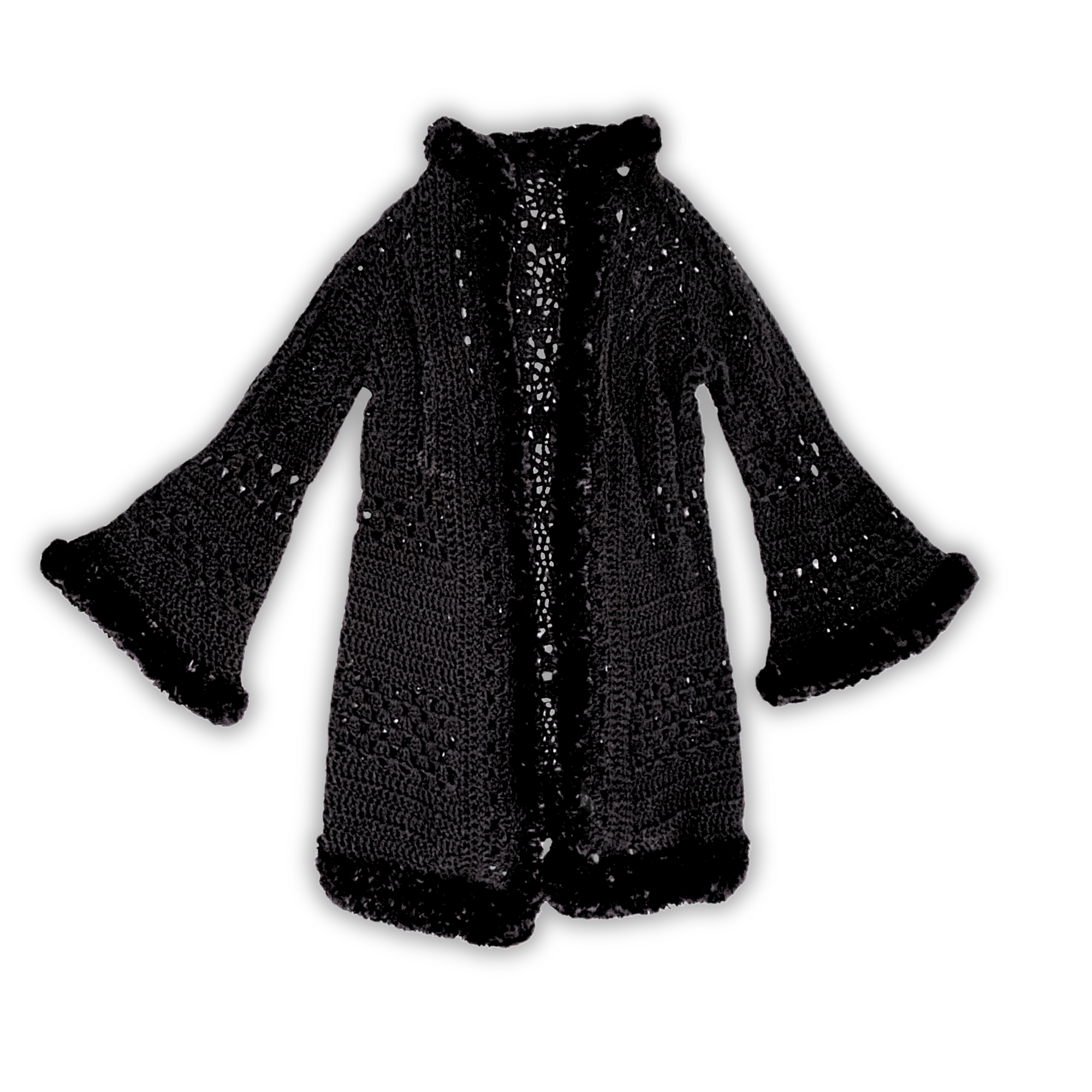 “Jennifer” Faux Fur Trim Full Length Cardigan