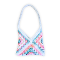 Trans Pride Flag Color Granny Square Purse with Fabric Liner Inside, Reinforced Strap, and Snap Closures