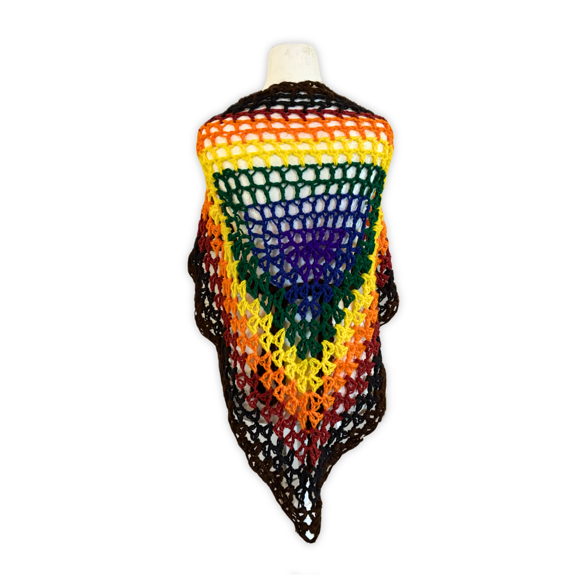 Rainbow Gay Pride Black and Brown Trim Triangular Tie Up Wrap Shawl/Skirt