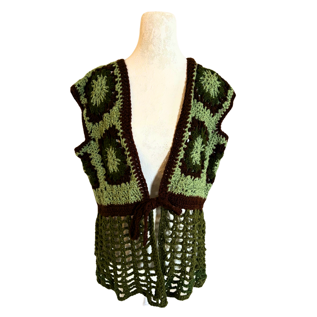 Druid’s Kiss Granny Square Sleeveless Tunic Tie Top