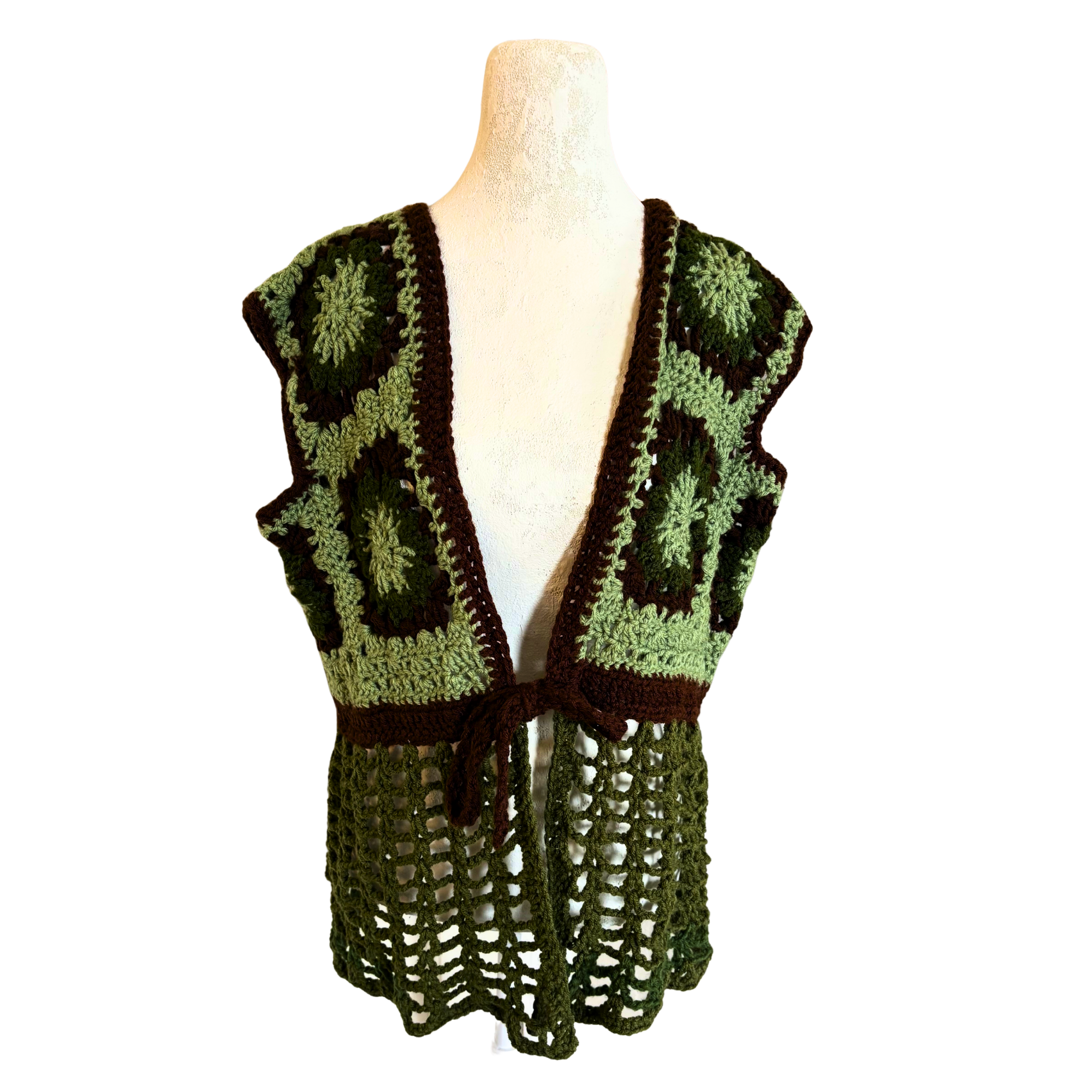 Druid’s Kiss Granny Square Sleeveless Tunic Tie Top