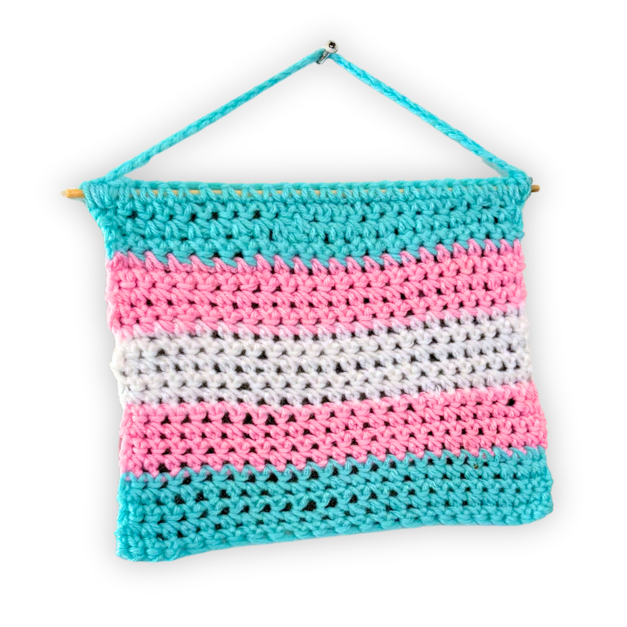 Trans Pride Flag Mini Wall Hanging Tapestry with Fusible Interfacing Reinforced Back