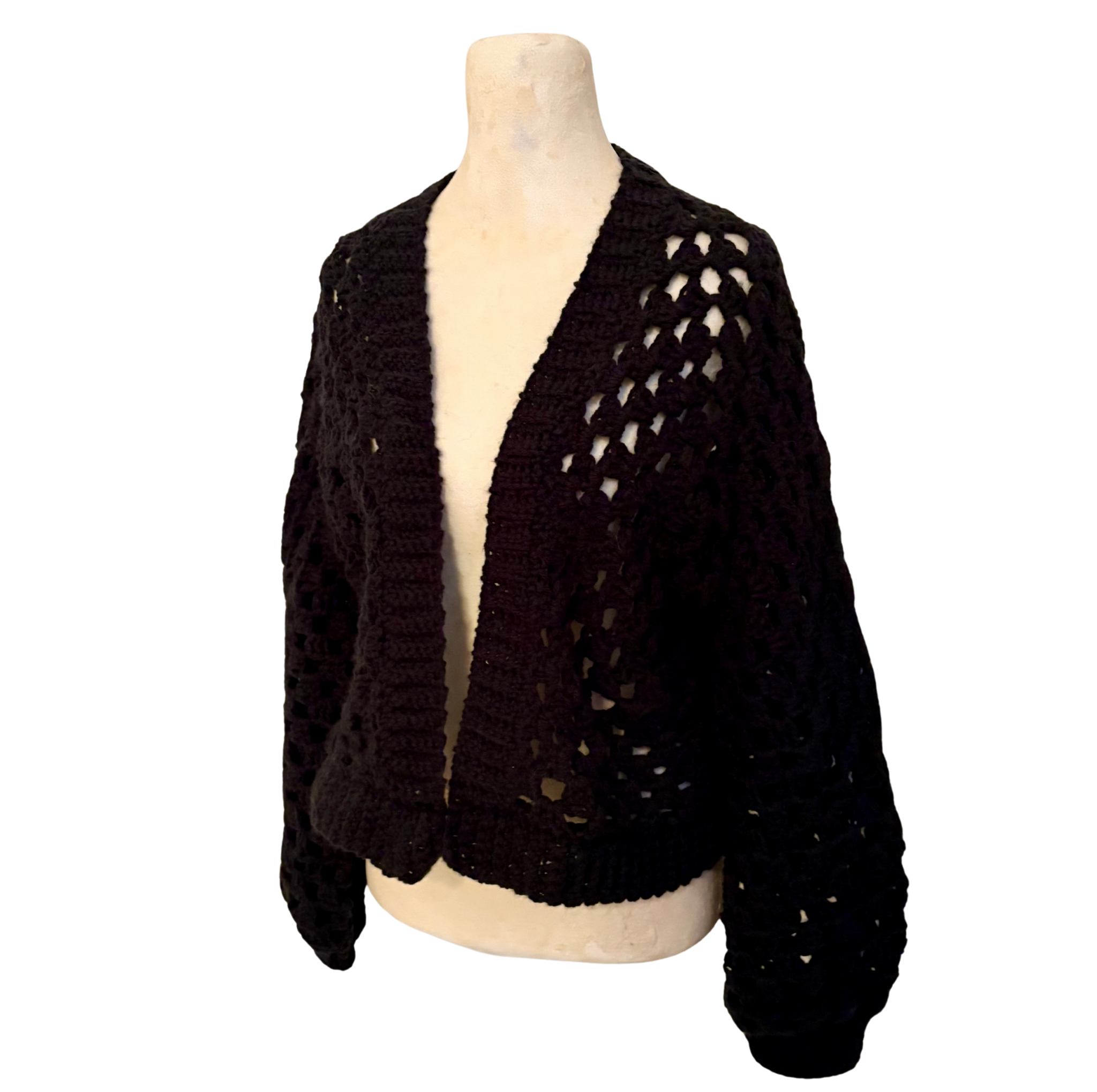 Granny Stitch Black Cardigan