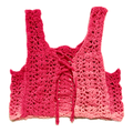 pink crochet top on a white background