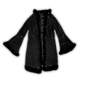 Black crochet coat on a white background