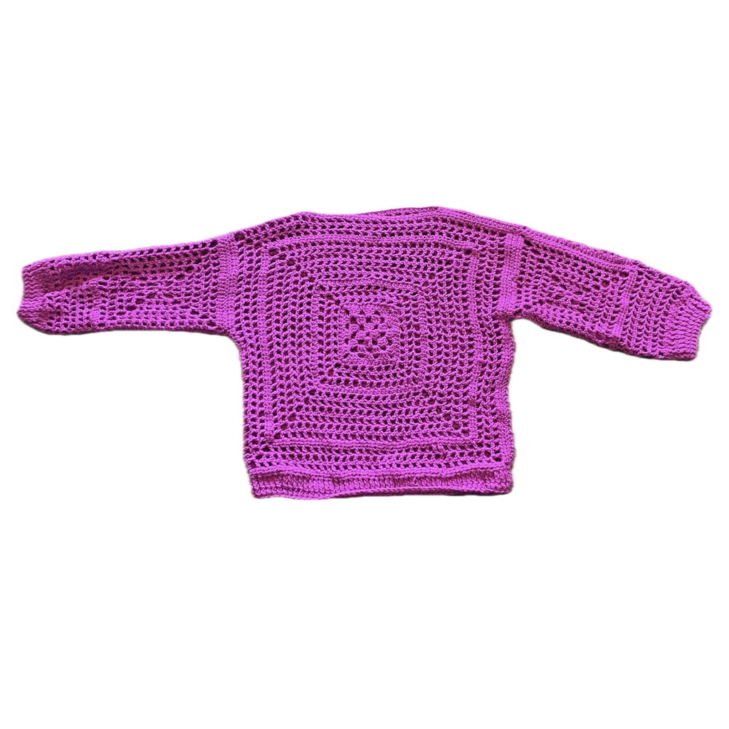 Pink Lattice Crochet Loose Fit Sweater