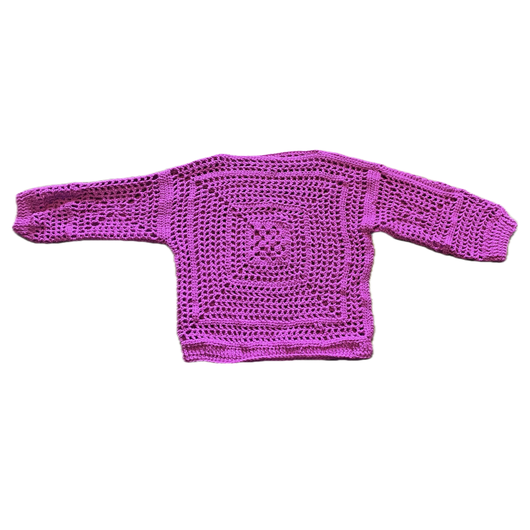 Pink Lattice Crochet Loose Fit Sweater